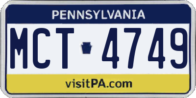 PA license plate MCT4749