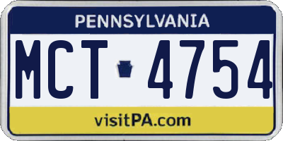 PA license plate MCT4754
