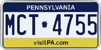 PA license plate MCT4755