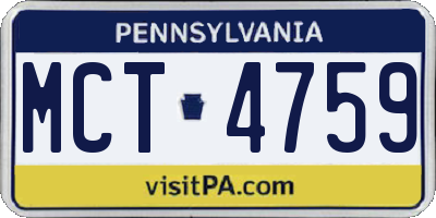 PA license plate MCT4759