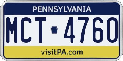 PA license plate MCT4760