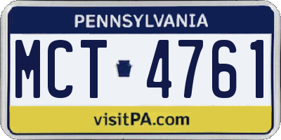 PA license plate MCT4761