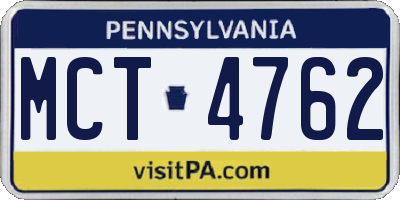 PA license plate MCT4762