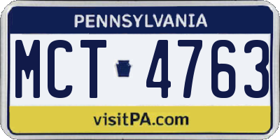 PA license plate MCT4763