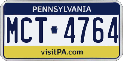 PA license plate MCT4764