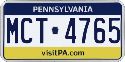 PA license plate MCT4765