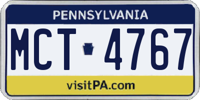 PA license plate MCT4767