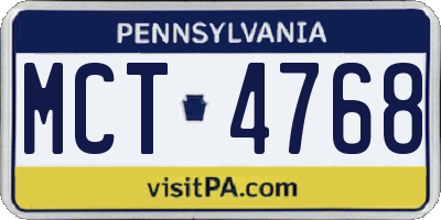 PA license plate MCT4768
