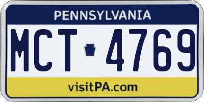 PA license plate MCT4769