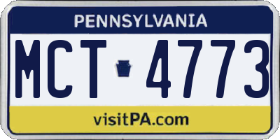 PA license plate MCT4773