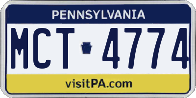 PA license plate MCT4774