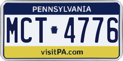 PA license plate MCT4776