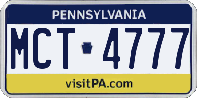 PA license plate MCT4777