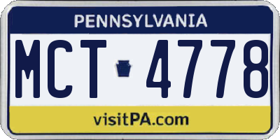 PA license plate MCT4778