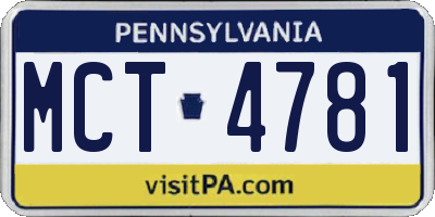 PA license plate MCT4781