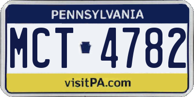 PA license plate MCT4782