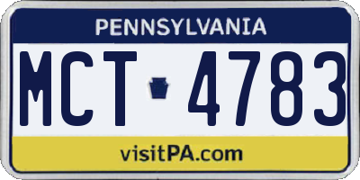 PA license plate MCT4783