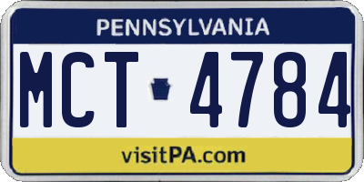 PA license plate MCT4784
