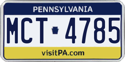 PA license plate MCT4785