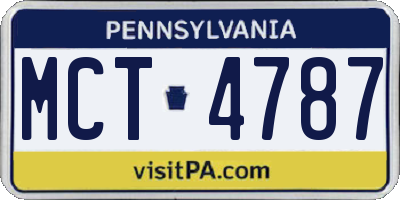 PA license plate MCT4787