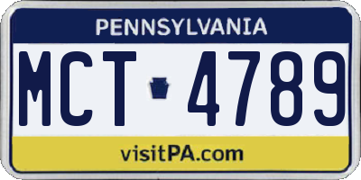 PA license plate MCT4789