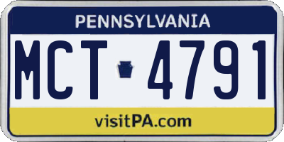 PA license plate MCT4791