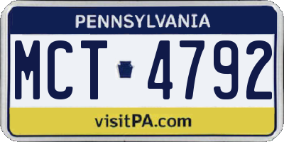 PA license plate MCT4792