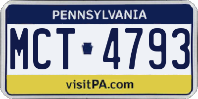 PA license plate MCT4793