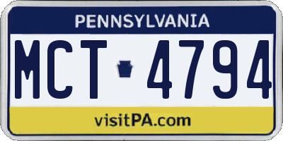 PA license plate MCT4794
