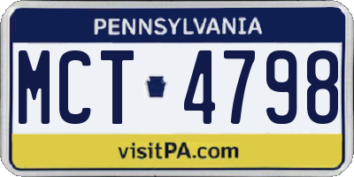 PA license plate MCT4798