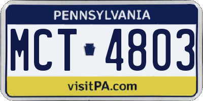 PA license plate MCT4803