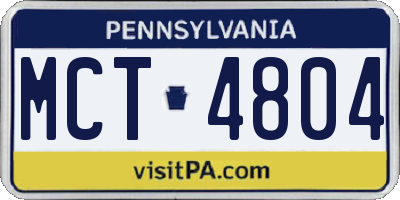 PA license plate MCT4804
