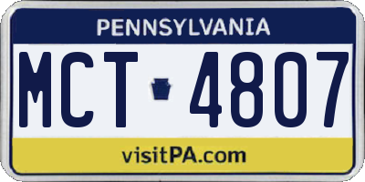 PA license plate MCT4807