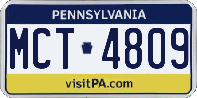 PA license plate MCT4809