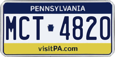 PA license plate MCT4820