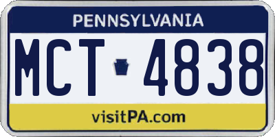 PA license plate MCT4838