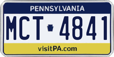 PA license plate MCT4841