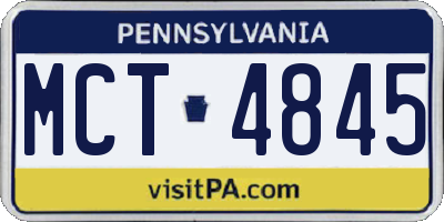 PA license plate MCT4845