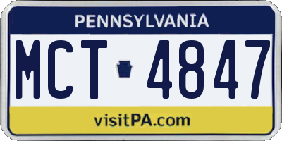 PA license plate MCT4847