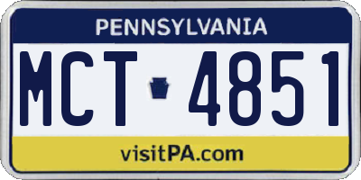 PA license plate MCT4851
