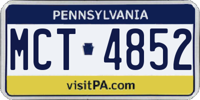 PA license plate MCT4852