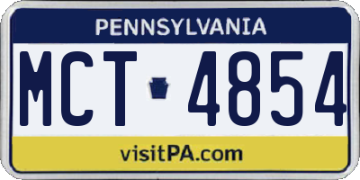PA license plate MCT4854