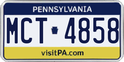 PA license plate MCT4858