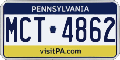 PA license plate MCT4862