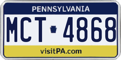 PA license plate MCT4868