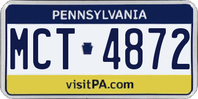 PA license plate MCT4872