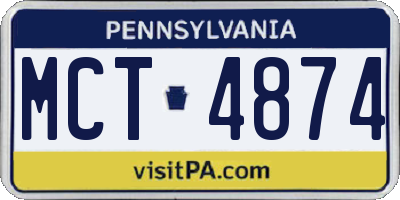 PA license plate MCT4874
