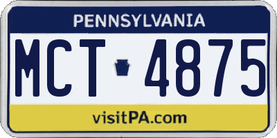 PA license plate MCT4875