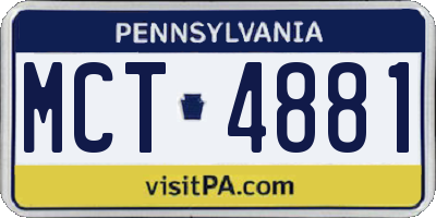 PA license plate MCT4881