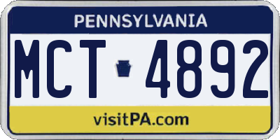 PA license plate MCT4892